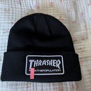 Thrasher Black Knit Hat with FTP Logo